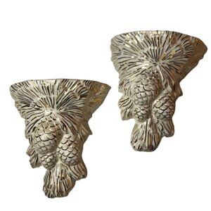 Vintage Wall Pockets Ceramic Gold Cream #94